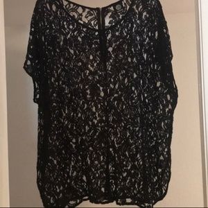 Bobeau Plus Size Black Lace Short Sleeve 3X
